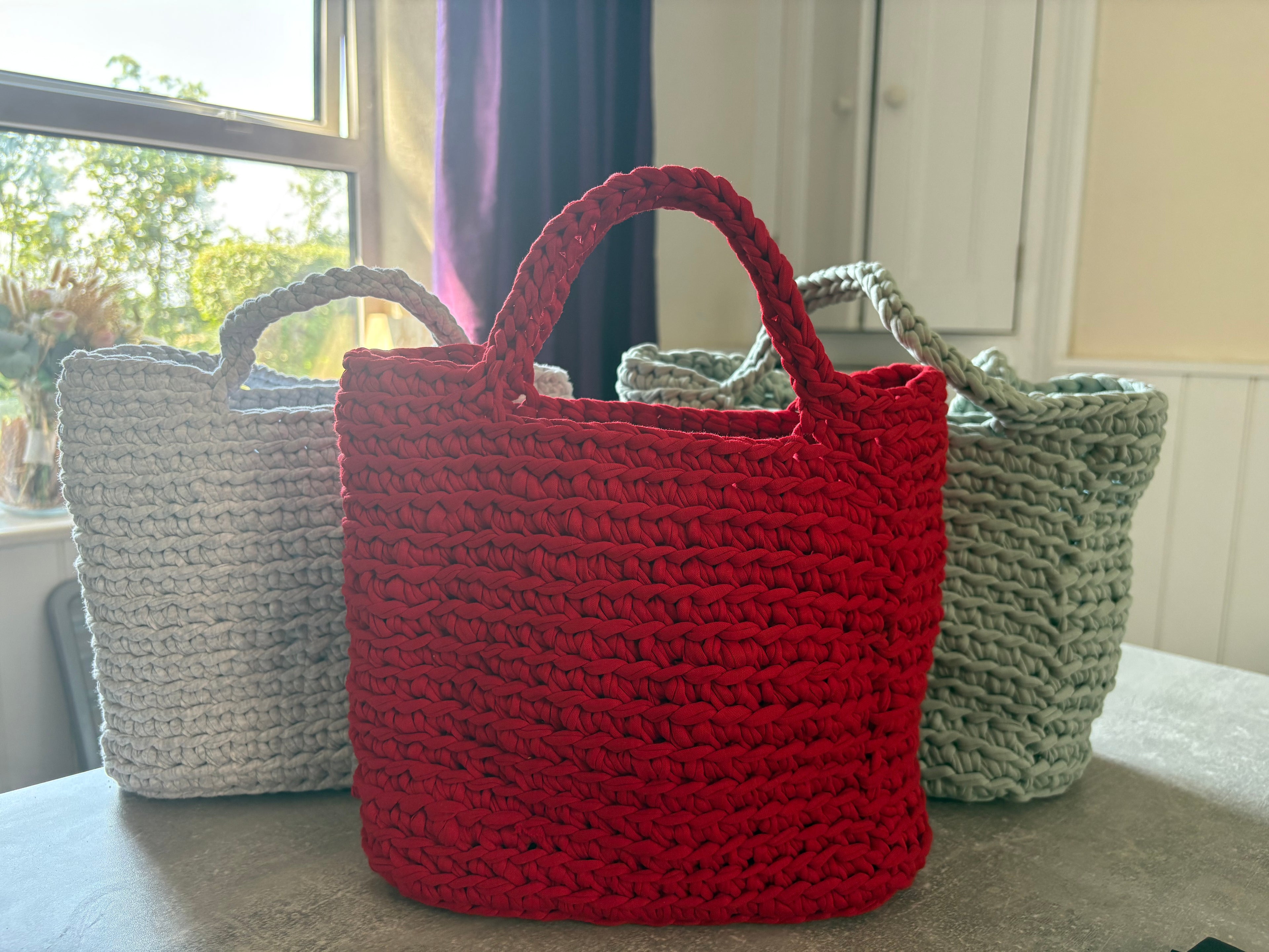 Crocheted handmade handbag in red