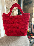 Crocheted handmade handbag in red